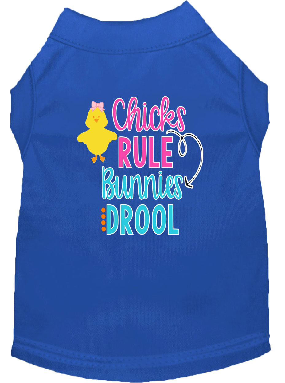 Chicks Rule Screen Print Dog Shirt Blue XL